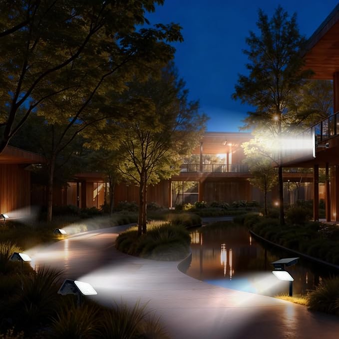 Solar Spot Lights Outdoor Waterproof Motion Sensor Dusk to Dawn Solar Powered Spotlights Uplights with 90° Adjustable Solar Panel &amp Light Head for Wall Yard Trees Pathway Landscape Lighting