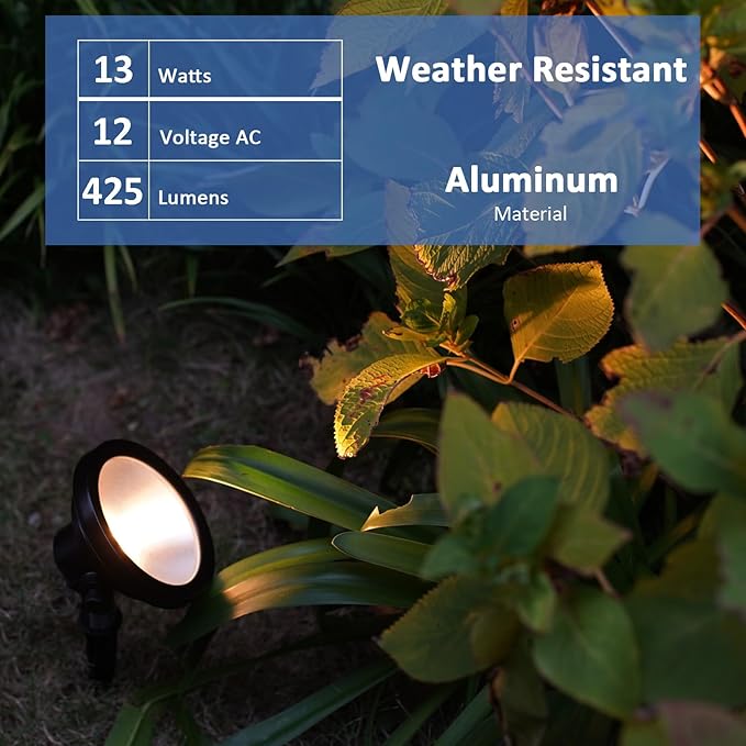 Malibu LED Low Voltage Wall Wash Light Weatherproof Floodlight Landscape Lights 13 Watts 425 Lumen 2900K Landscape Lighting Security Light Spotlight for Outdoor Garden 8406-2601-01