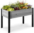 DoCred Raised Garden Bed 45.7 x 22.8 x 31.5 Large Elevated Wooden Horticulture Planter Box with Metal Legs Standing Growing Bed Planter for Gardening Balcony Backyard Patio