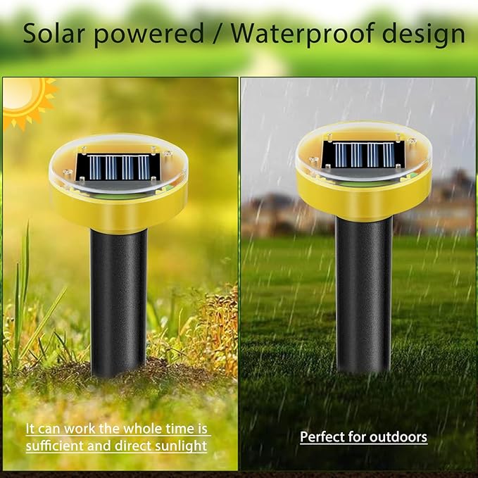 10 Pack Solar Powered Snake Repellent for Yard Ultrasonic Mole Repellent Gopher Repeller Sonic Mole Deterrent Spikes Snake Gopher Mole Vole Repellent Outdoor for Lawn Garden &amp Yard