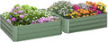 2 Pcs Galvanized Raised Garden Bed 3.3' x 3.3' x 1' Metal Planter Box for Growing Vegetables Flowers Herbs Succulents Green