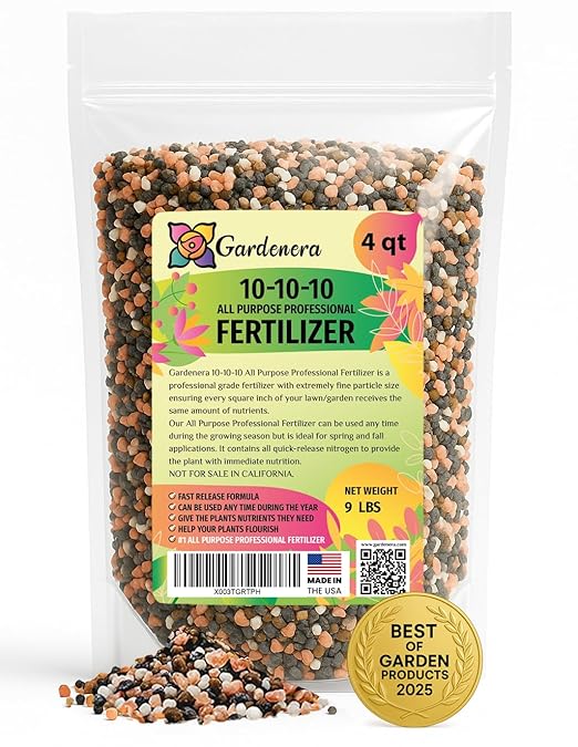 𝐁𝐄𝐒𝐓𝐒𝐄𝐋𝐋𝐄𝐑 10-10-10 Plant Fertilizer Slow Release | 10 10 10 All Purpose Fertilizer for Fruit Trees Evergreens Vegetables Arborvitae Fig Trees Shrubs Pines Oaks Flowers [4 Quarts]