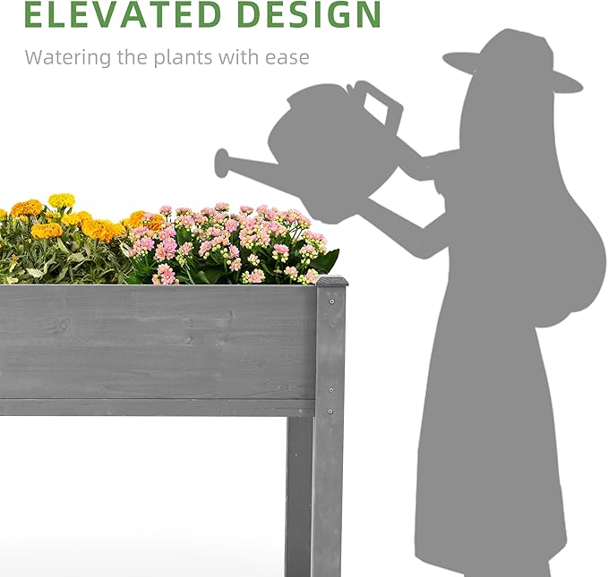 Raised Garden Bed Outdoor Horticulture with Legs Elevated Wood Raised Planter Boxes w/Stable Rectangle Structure Standing Planter for Vegetables Flowers Herbs Planting