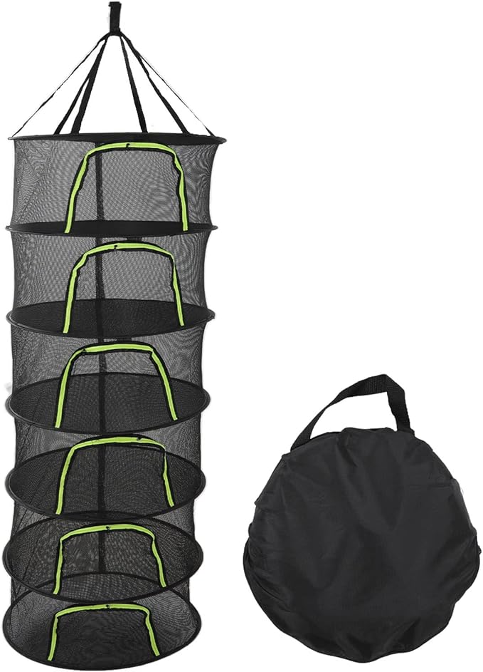 Herbs Drying Net Foldable Plant Drying Net 60cm Diameter Herbs Buds Dry Net with Storage Bag for Outdoor (6th Floor)