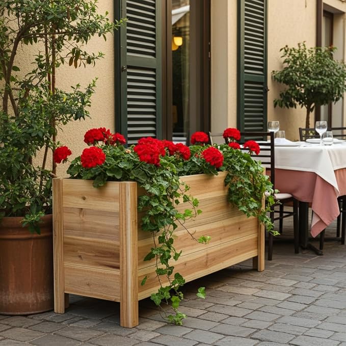 Tall Cedar Raised Garden Planter Box with Legs – Elevated Design for Comfortable Gardening Custom Sizes for Home Patio &amp Commercial Use (46 L x 16.5W x 25)