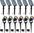 T-SUNUS Halloween Color Changing Solar Landscape Spotlights 6 Pack IP65 Waterproof Christmas Lights 9.8ft Cable Outdoor RGB Spot Light Separated Panel for Flag Tree Yard Garden Driveway Walkway Pond