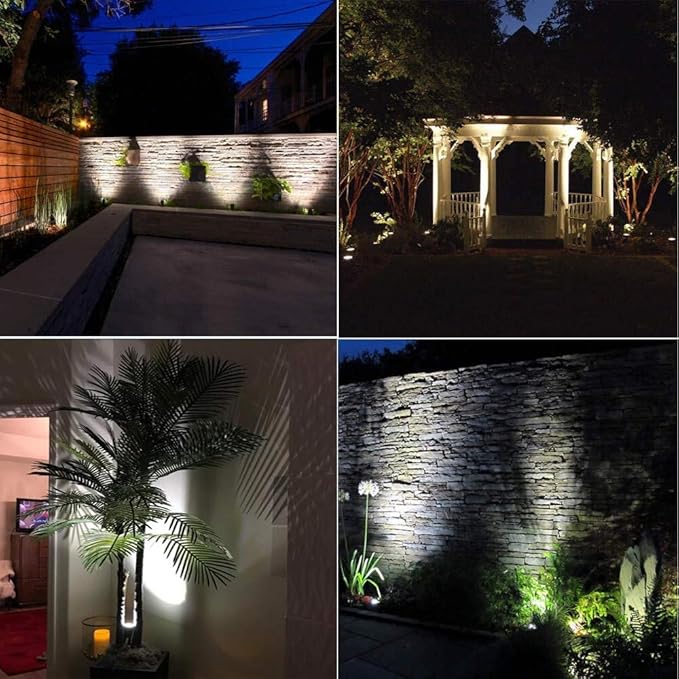 Bright Outdoor Wall Mount Spotlight 5W COB Garden Yard Path Landscape Lighting Decorative Walls Trees Flags Lamp with Round Base and Power Plug Pack of 2 (Cool White)