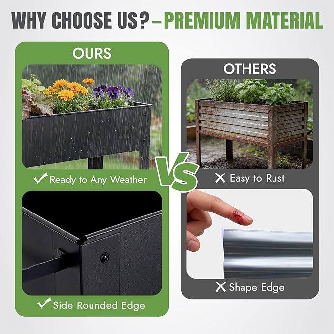INNO STAGE 31.5 Tall Raised Garden Bed with Legs &amp Wheels- Elevated Planter Box with Shelf Anti-Rust Metal Galvanized Steel Garden Bed for Herb Vegetable Gradening Patio Balcony Backyard