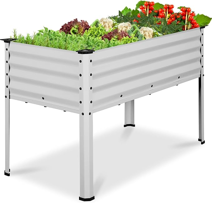 Best Choice Products 48x24x30in Galvanized Raised Garden Bed Metal Elevated Planter Box Vegetable Garden for Backyard Patio Balcony - Silver
