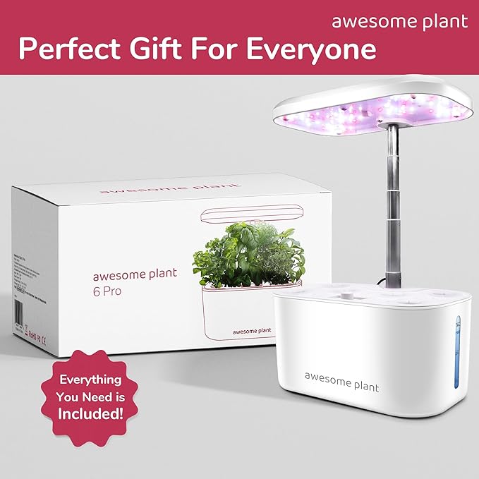 6Pro Hydroponics Growing System Kit (6 Pods) Indoor Garden Kit with 3L Watertank 3 Grow Modes and Quiet Pump Grow Herbs Lettuce Salad at Home Kit Adjustable Height Up to 13 White