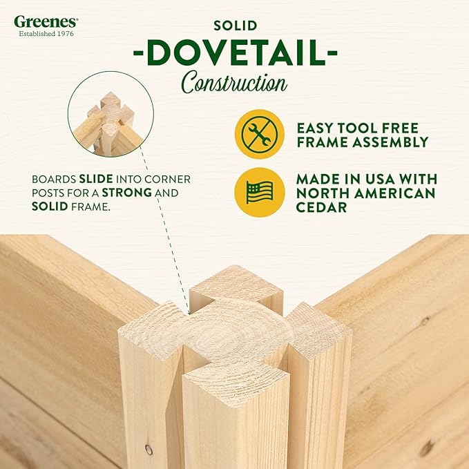 Greenes Fence Premium Cedar Raised Garden Bed 4' x 8' x 17.5 (3/4 Thick) - Made in USA with North American Cedar