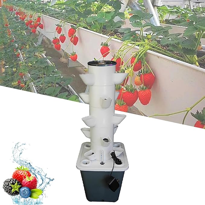 Hydroponics Growing System Tower - 15 Pods Vertical Planter Auto Watering Pump &amp Tank - Indoor Gardening Gift for Herb &amp Vegetable Lovers(15holes)