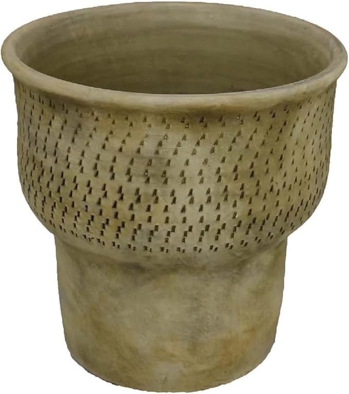 Garden Planter 12 Inch Tapered Base Antique Gray Terracotta