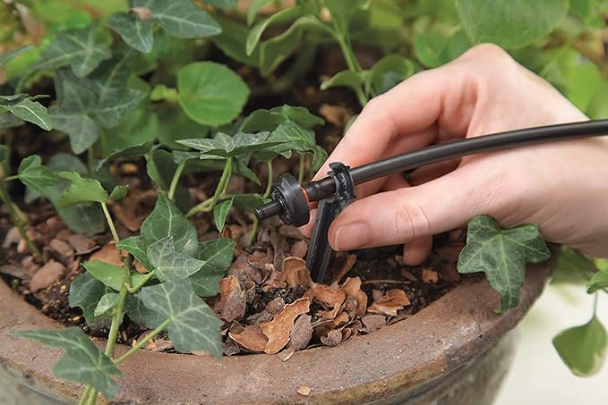 Raindrip R560DP Drip Watering System Automatic Drip Irrigation System with Timer for Containers and Hanging Baskets Waters up to 20 Plants Includes 20 Drippers Black