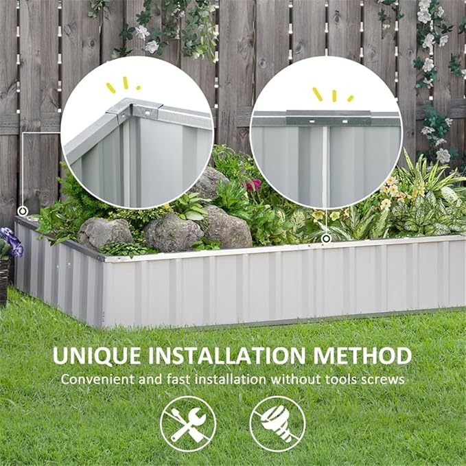 Garden BedEasy to Assemblefor VegetablesFruitsHerbs Flowers Metal Raised Garden(68.5 L x 35.5 W x 11.75 H). (White)