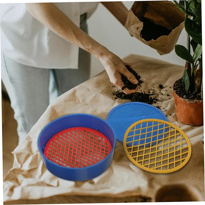 Sosoport 9sets Lightweight Plastic Soil Sifter Interchangeable Mesh Screens for Gardening and Soil Sifting Convenient Garden Tool for Rocks and Gravel Classification