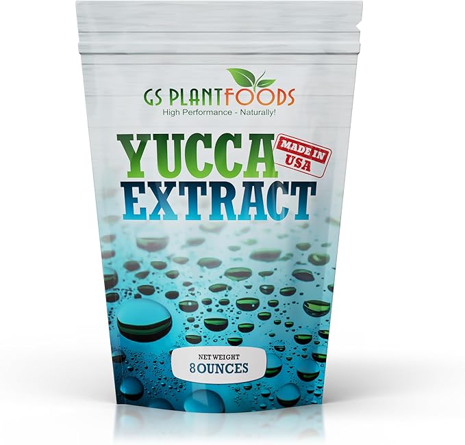 GS Plant Foods Yucca Extract Wetting Agent - All Natural Wetting Agent (8 Ounces Concentrate) - Plant Thirst Quench for Plants Lawns - Liquid Aeration Soil Loosener