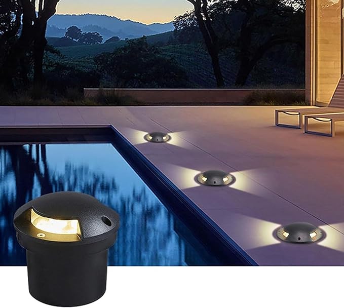 Underground Light LED - Beam Spotlight IP65 Waterproof Ground LED Landscape Lights 24V Outdoor Recessed Spot Lights Outdoor Buried Light 2 Side Glow Lighting Lamp(Yellow Light3W)