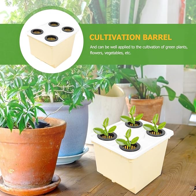 Toyvian 4holes Soilless Cultivation for Hydroponic Gardening Plastic Containers for Vegetable and Fruit Planting Greenhouses Lightweight and Easy to Use Hydroponic Baskets for Indoor and