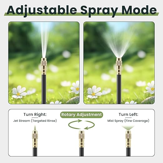Automatic Drip Irrigation Kits - Garden Watering System with 360° Bendable Spray Adjustable Copper Atomizing Nozzles for Yard Lawn Raised Bed Greenhouse Potted Plants (40 Nozzles 200FT Hose)