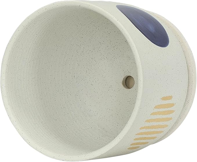 8 Funky Planter W Saucer White
