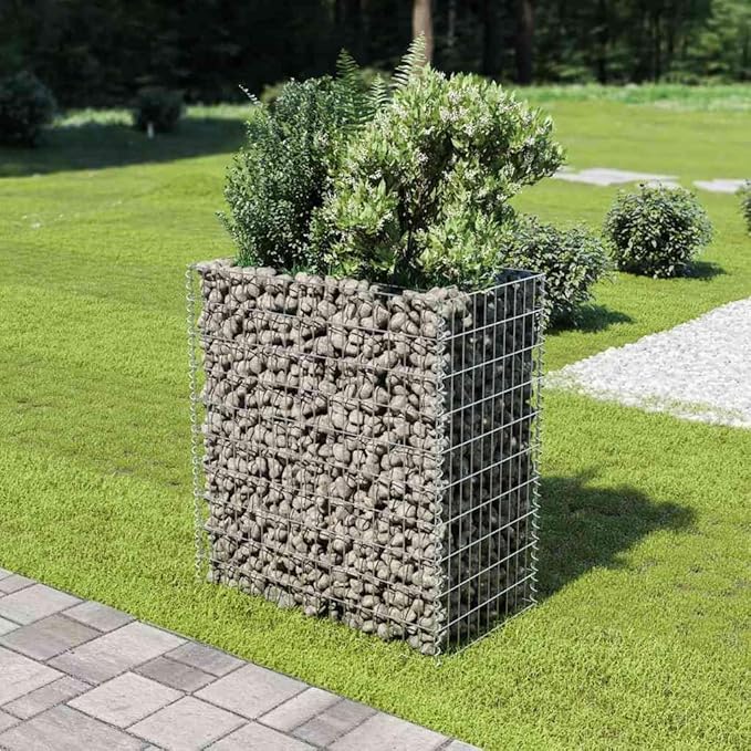 35.4 Galvanized Steel Gabion Planter 3086 lbs Patio Flower/Herb/Tomato Bed Silver