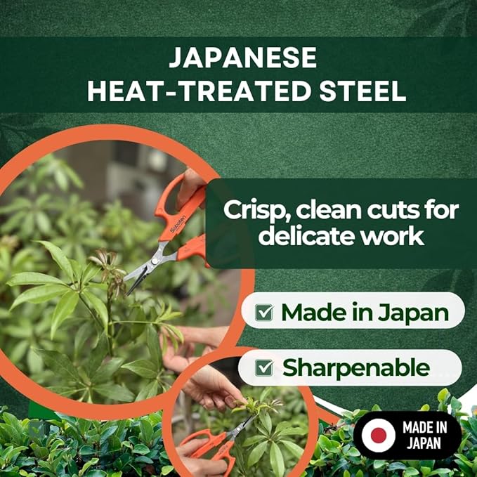 Saboten 6.3 Japanese Harvesting Shears Magnetic Springless Assist Fine-Tip Angled Blade Fluorine-Coated Stainless Steel Ergonomic Non-Slip Grip Safety Lock Made in Japan