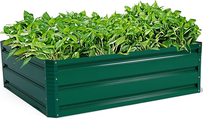 S AFSTAR Galvanized Raised Garden Beds Outdoor Metal Raised Garden Bed w/Durable Steel Board Premium Planter Box for Vegetables Flowers Herb Backyard Patio Balcony (39.5 L x 31.5 W x 12.0 H)