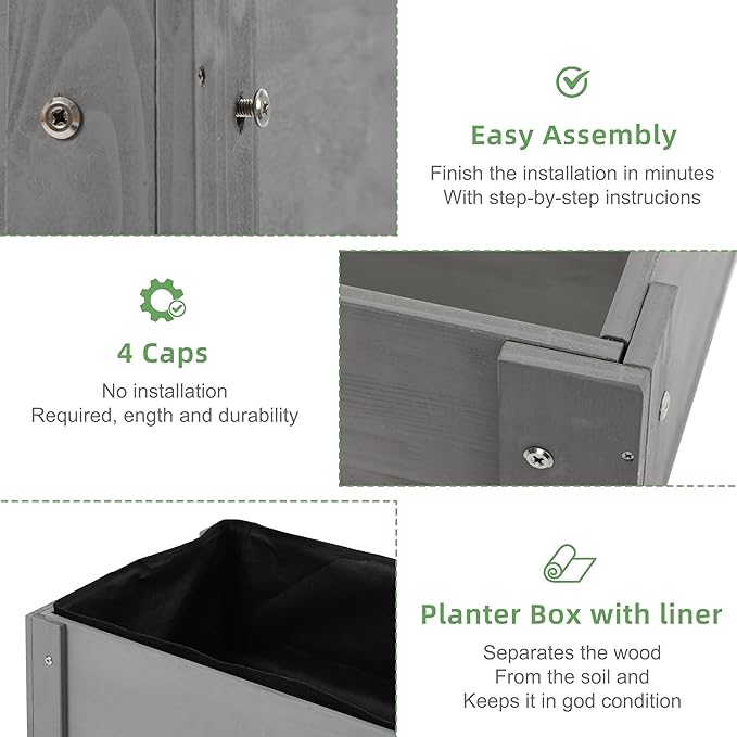 40x20x31 inch Raised Garden Bed with Legs Elevated Wooden Planter Box for Outdoor Plants Flowers Fruits Vegetable Herb Growing