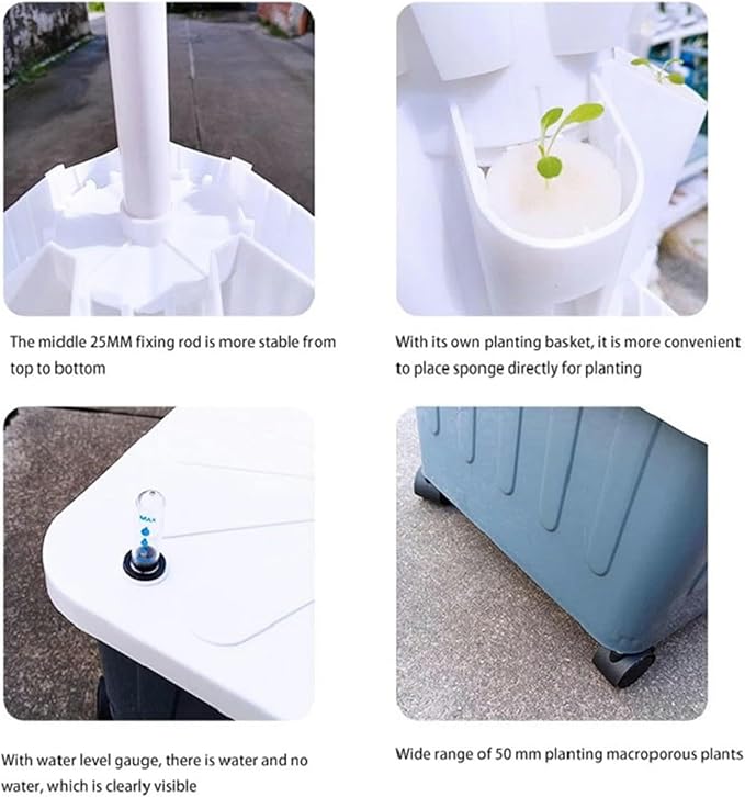Hydroponics Growing System Hydroponics Growing System Vertical Hydroponic System of Rain Greenhouse Garden Indoor Hydroponics Tower with Led Light Gardening Planter HYD