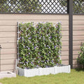 White PP Garden Planter with Trellis 3 Pcs Set 120 x 40 x 125.5 cm UV Resistant Raised Garden Bed for Outdoor Plants Gardening