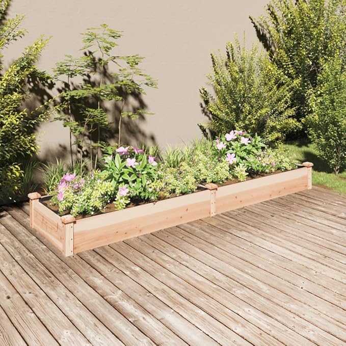 Raised Garden Bed with Liner 94.5x23.6x9.8 Solid Fir Wood Vegetable Garden Bed Elevated Planter for Outdoor Flower Bed Raised Flower Bed Outdoor Planter Box with Liner