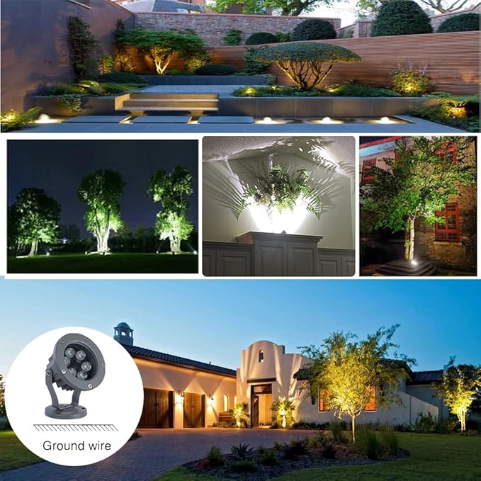 Kiven LED Landscape Plug-in Down Light with Timer Function 6W Outdoor Waterproo LED Christmas Decorative Spotlight Lamp 110V with Plug for Indoor Outdoor Yard Step Wall Lighting (Warm White)