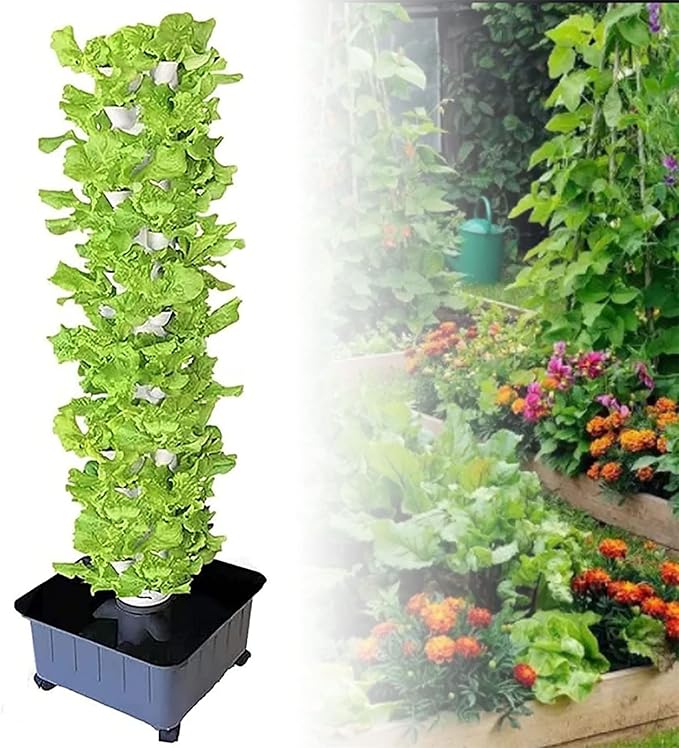 Hydroponics Growing SystemHydroponic Growing Sys Kits 45 Plants Sites Grow Sys Vertical Grow Tower with Pump Movable Water Tank Growing Sys for Fruits &amp Vegetables