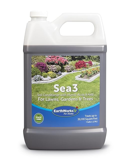 Sea3 Soil Conditioner | Organic Liquid Fertilizer with Humic Acids Kelp &amp Molasses for Healthier Lawns Vibrant Gardens &amp Resilient Plants 1 Gallon
