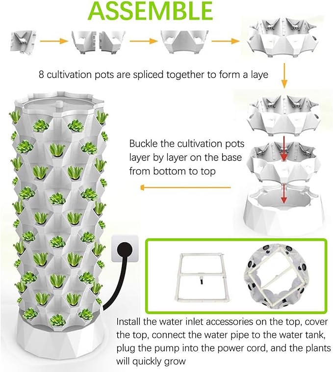 Hydroponics Growing SystemHydroponic Tower Kit Garden Hydroponic Growing Sys Vertical Tower Indoor Hydroponic Growing Sys for and Vegetables Aeroponic Tower with Hydration Pump