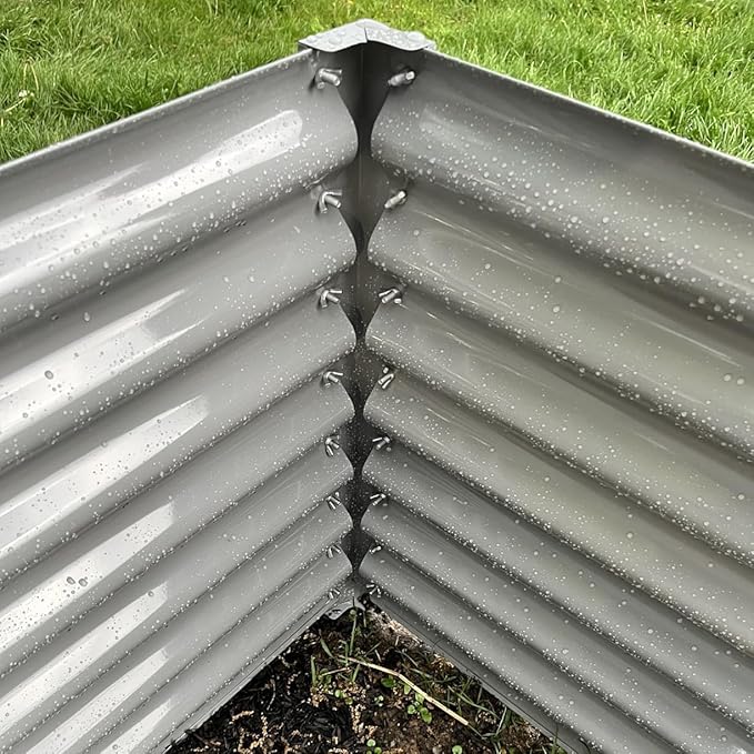 2 Packs Rectangular 8x3x2FT Galvanized Raised Garden Bed Kit Metal Ground Planter Box Outdoor Bottomless Planter Raised Beds for Vegetables Flowers Herbs Fruits Gray
