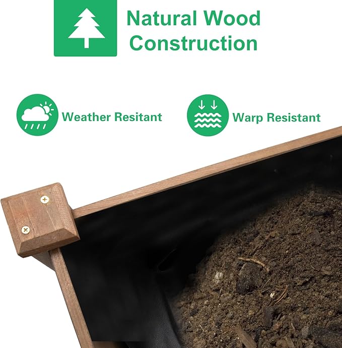 Raised Garden BedOutdoor Wood Planter BoxHigh-end Natural fir Wood boltless assemblyfor Vegetables Flowers Herbs and Succulentsw/Non-Woven Pad93 x 23 x 10in