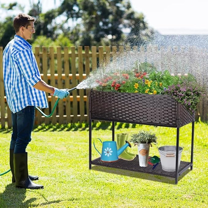 WONDER GARDEN Raised Garden Bed-Planter Box - Elevated Raised Garden Beds Outdoor with Legs &amp Storage Shelf for Vegetables Flower Herb Backyard Patio