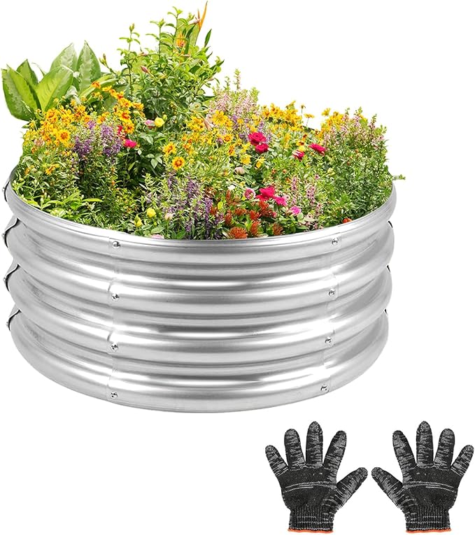 Garden Galvanized Raised Garden Bed Kit - Metal Planter Boxes for Vegetables/Herbs/Flowers Heavy-Duty Steel Outdoor Garden Box with Reinforced Edges(4X4X1FT)