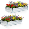 DUMOS Galvanized Raised Garden Bed Outdoor 2 Pcs 6x3x1ft Planter Box Outdoor for Deep-Rooted Herbs/Flowers/Vegetables Large Metal Garden Bed for Patio Balcony and Backyard Silver