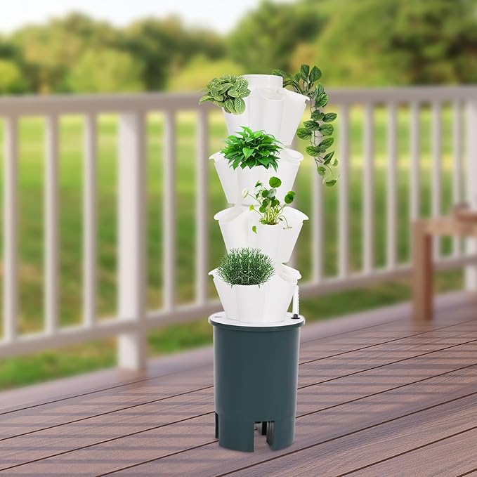 20 Plants Hydroponic Tower Hydroponics Growing System Vertical Garden Planter with Water Pump and Seedling Box Plants Germination Kit for Indoor Herbs Vegetables Fruits