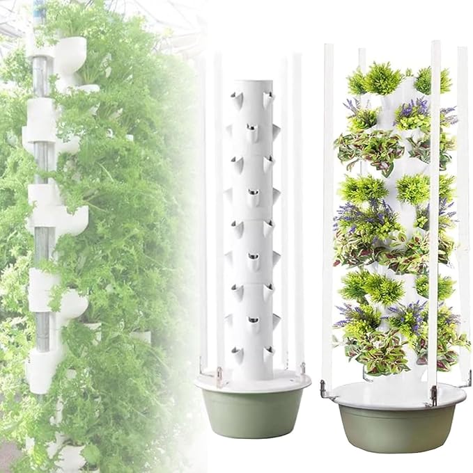Vertical Hydroponics Growing System Kit for Herbs Fruits and Vegetables 5/7/9 Layers Vertical Aeroponic Growing Kit with Smart Timer Silent Water Pump Space-Saving5Layers/20Pots