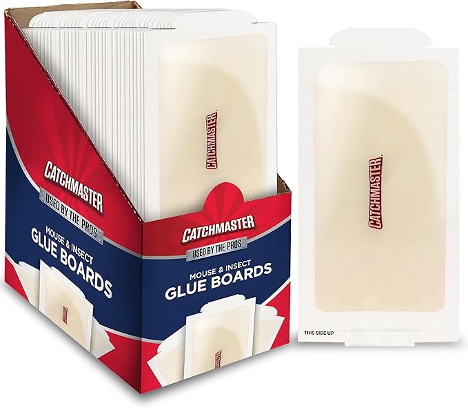 Catchmaster Compact Sticky Insect &amp Mouse Traps 75-Count 3.5x7 Glue Boards for Mice &amp Insects Ultra Sticky Mouse Traps Indoor for Home Use in Garages Basements &amp Attics Capture in Ti