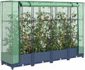 Raised Garden Bed Blue Grey PP 63.0x15.7x48.4 inch Durable Polypropylene Planter Box for Outdoor Plants Herbs Vegetables Flowers Easy Assembly