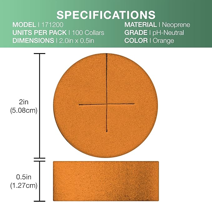2” Neoprene Foam Inserts for Hydroponics Growing System Clone Machine Propagation Indoor Gardening 100 Pack Orange