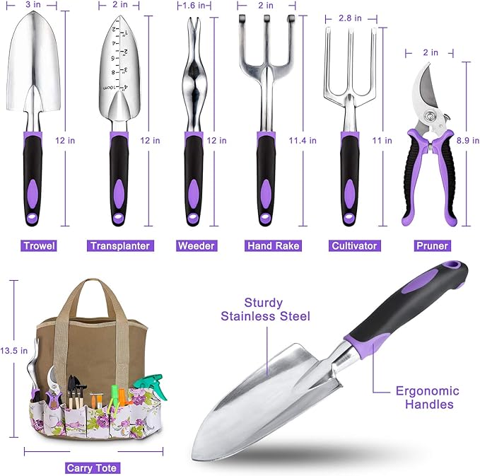 Garden Tools Set 83 Piece Succulent Tools Set Included Heavy Duty Aluminum Gardening Tools for Gardening Non-Slip Ergonomic Handle Durable Storage Tote Bag Gifts for Men Women