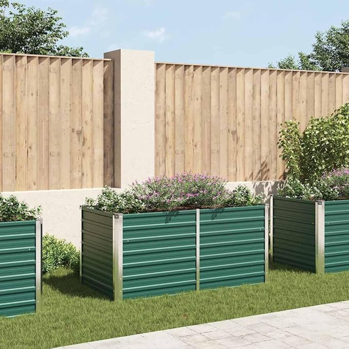 Raised Garden Bed Raised Flower Bed Standing Planter Garden Raised Beds Planter Boxes Suitable for Orchard Courtyard Nursery Corridor 63x31.5x30.3 Galvanized Steel Green