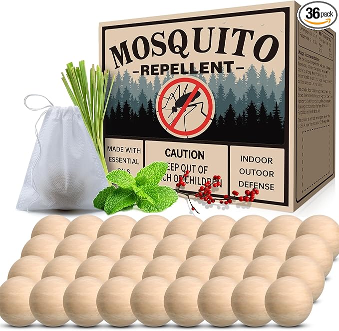 Mosquito Repellent 36 Balls – Mosquito Repellent Outdoor Patio &amp Indoor Natural Mosquito Deterrent for Yard Patio Camping &amp Travel