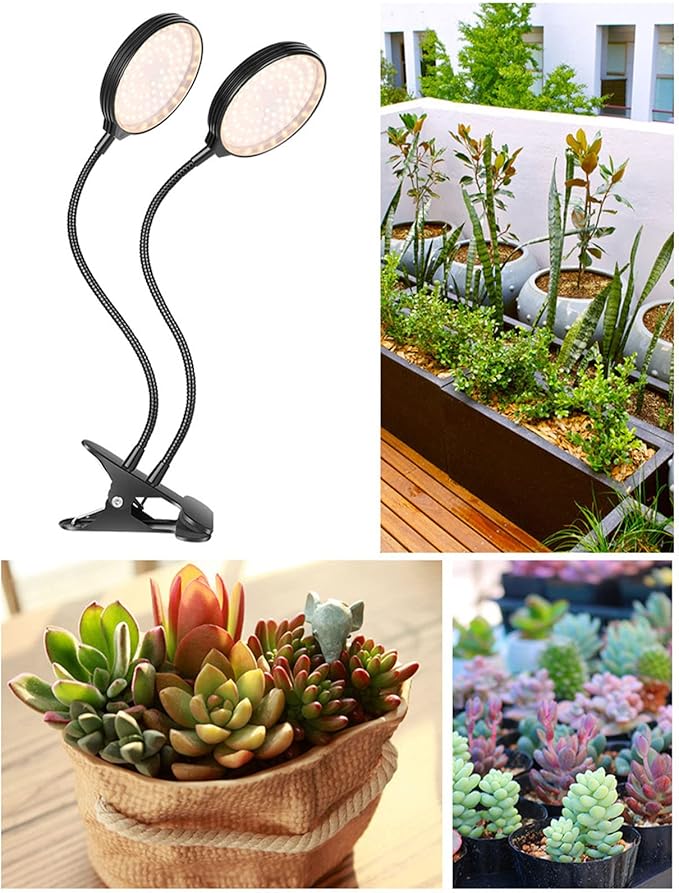 Plant Grow Light Timing 5 Dimmable LevelsWaterproof Dual Head 30W USB Powered LED Plant Lamp with Clip BaseMulti Directional LightHigh TransmissionWaterproof